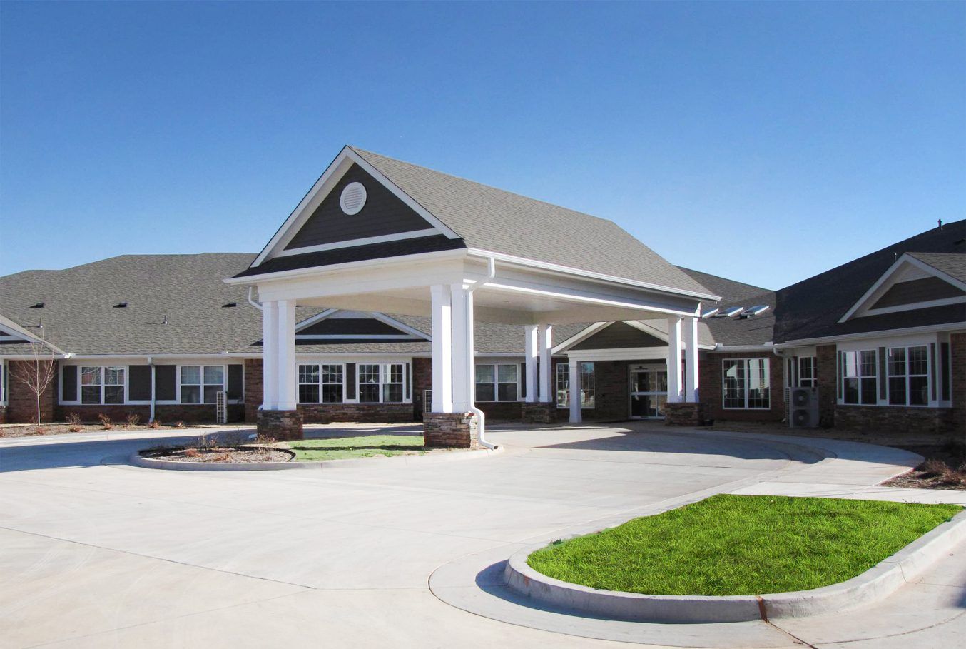 Exterior view of Baptist Village building entrance