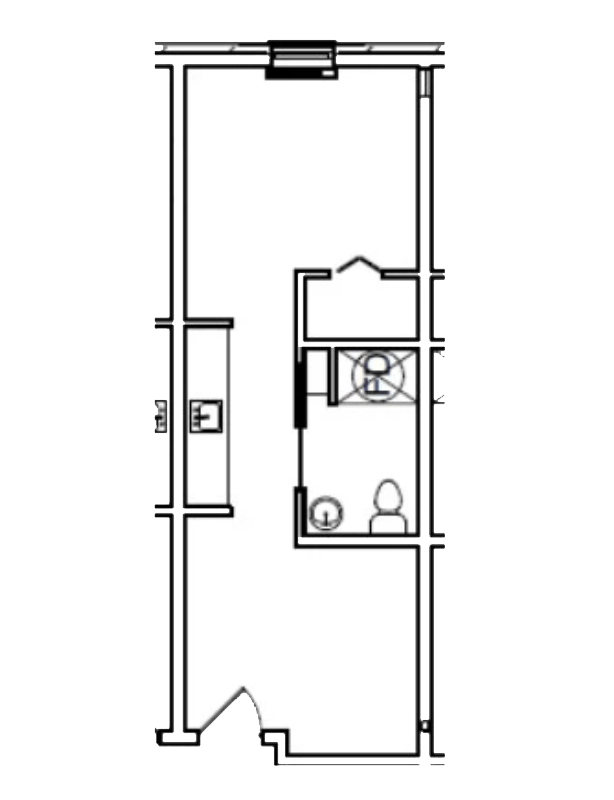 Architectural floor plan of a resident room layout