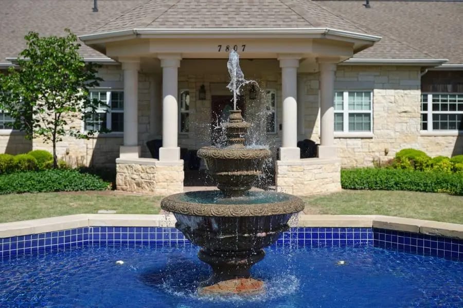 Fountain in front of a senior living facility