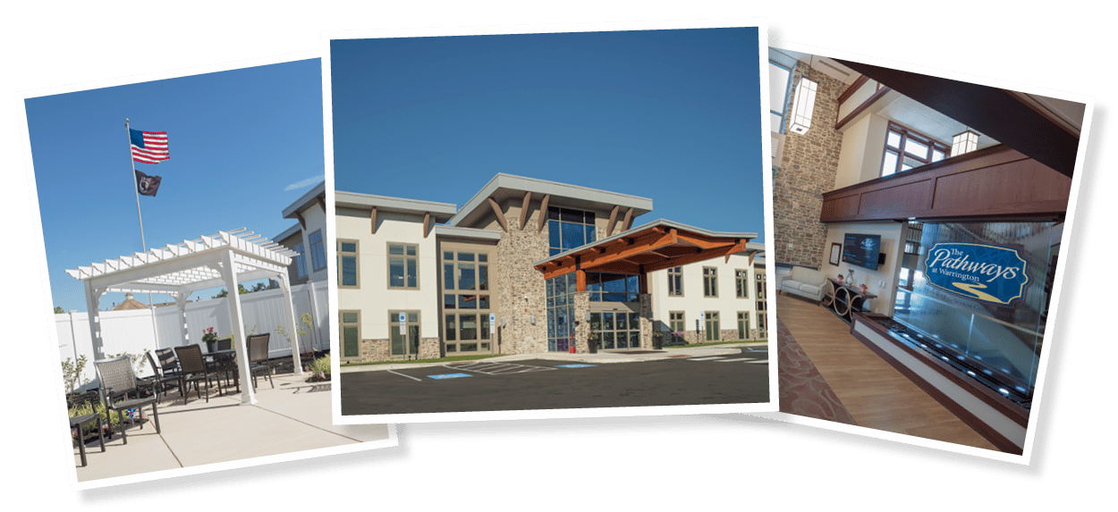 Exterior and interior views of The Pathways at Warrington