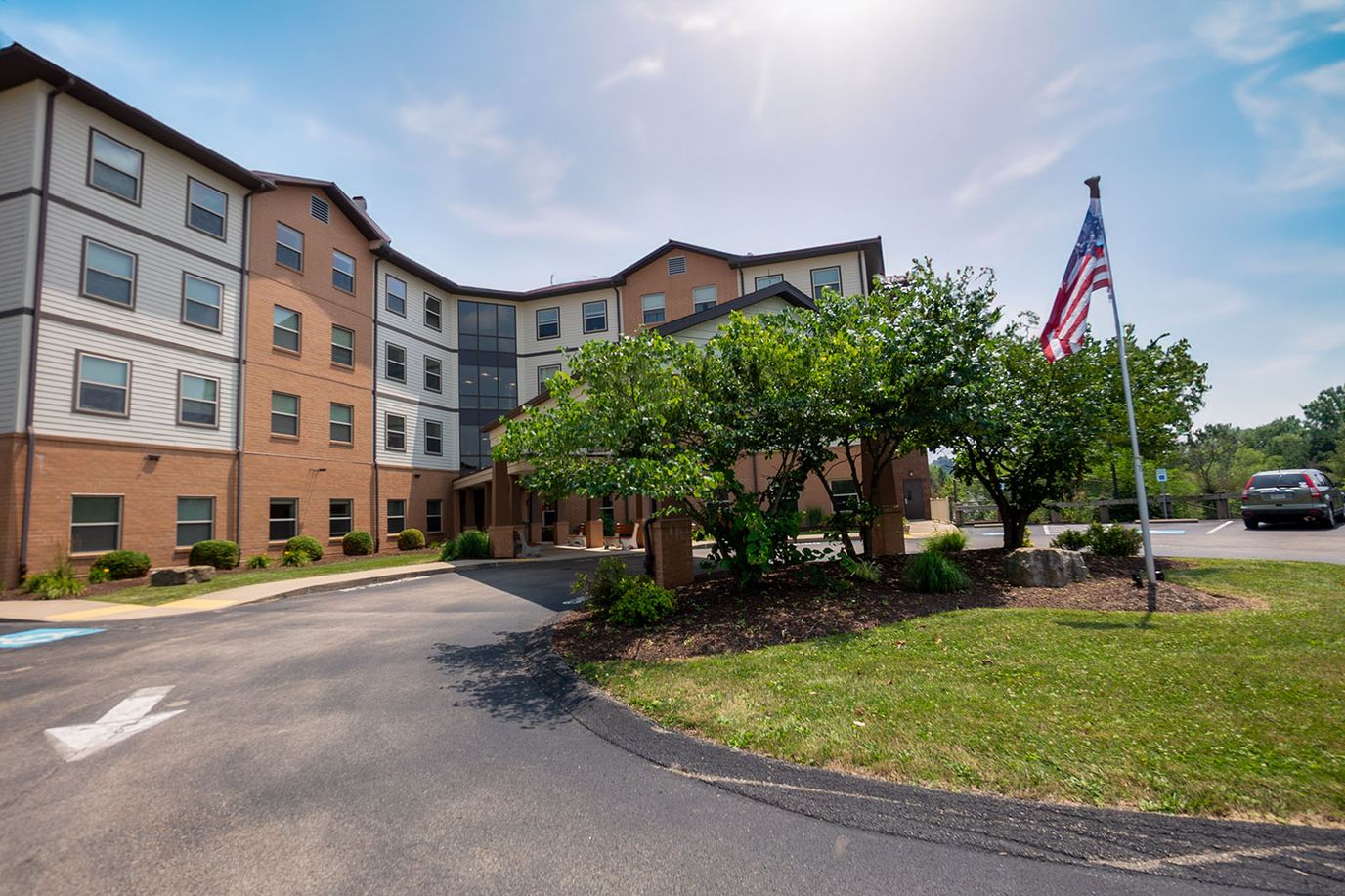 Exterior view of William Penn Senior Suites with landscaping