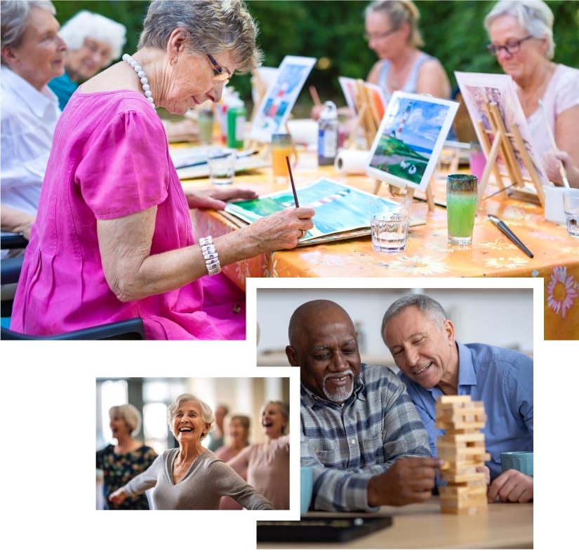 Knickerbocker Villa, assisted living in Clearfield, PA — Seniors engaging in arts and crafts activities together