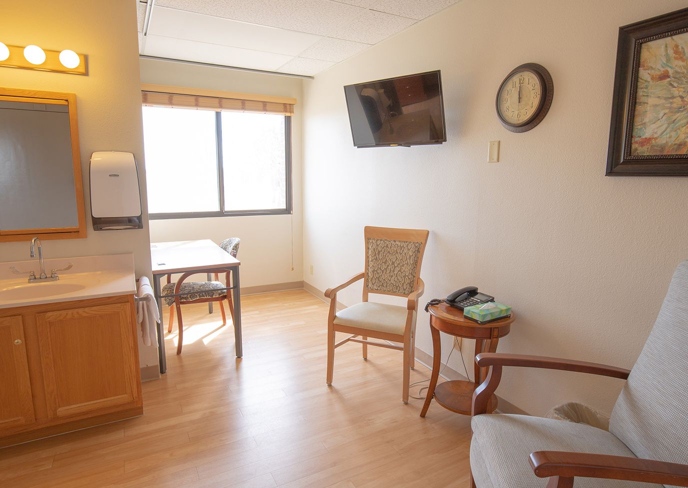 Bright interior view of a resident room