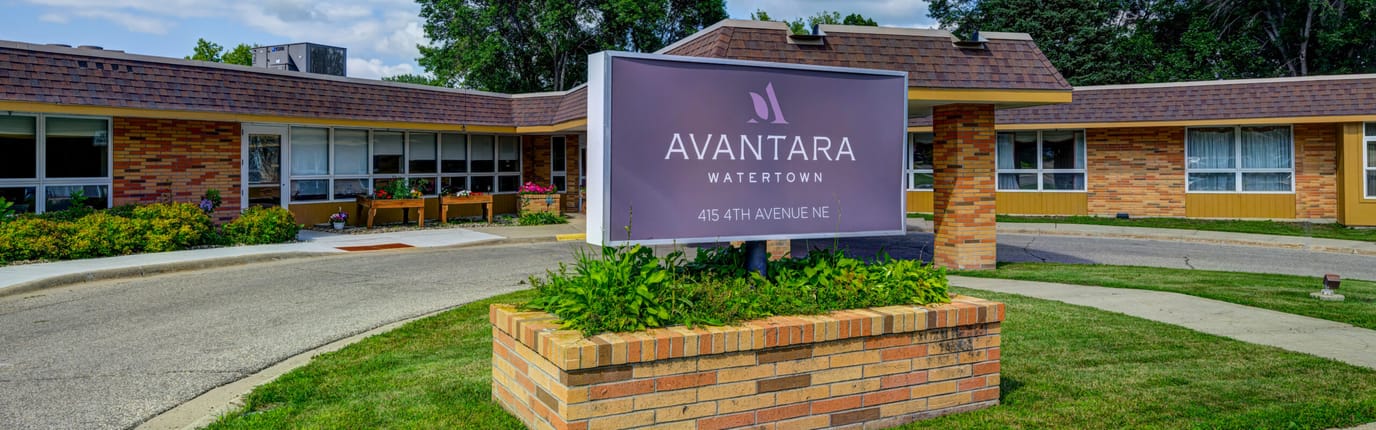 Entrance sign for Avantara Watertown