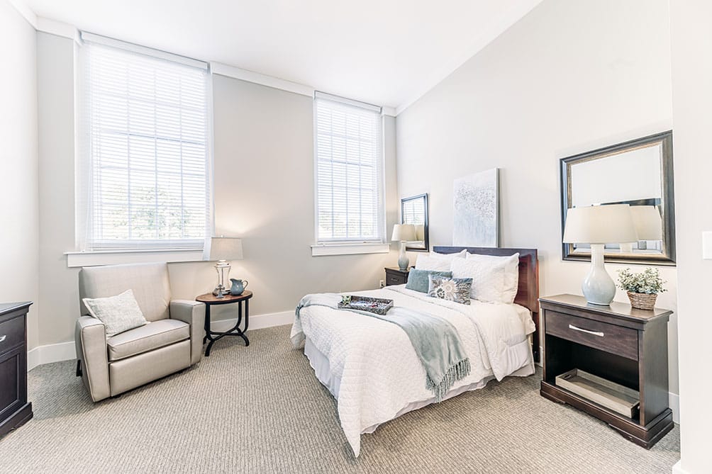Bright private resident room with modern decor