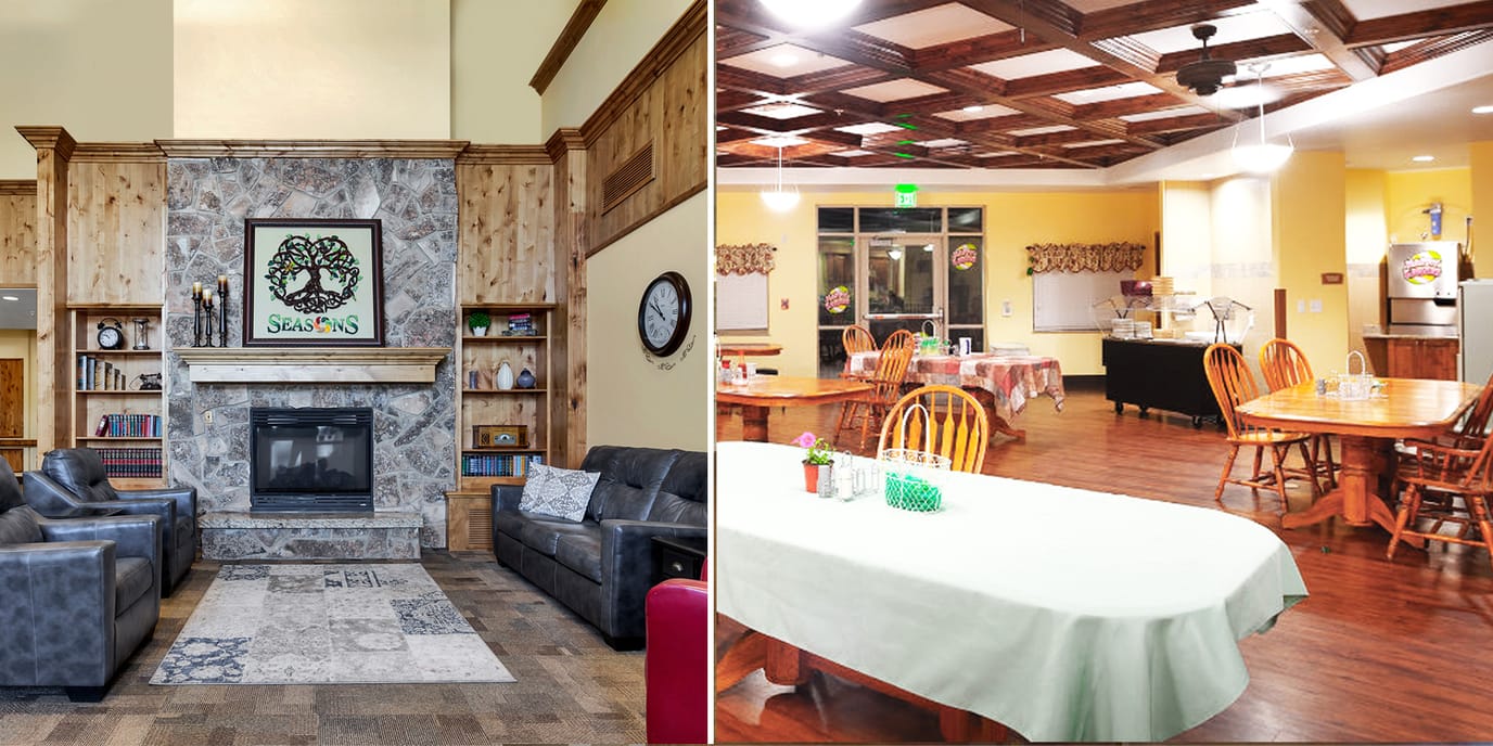 Common area with seating and décor.