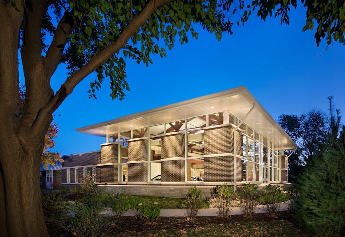 Exterior view of a modern assisted living facility building