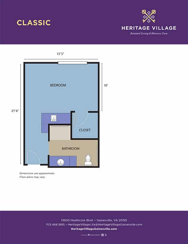 A floor plan of a bedroom and bathroom layout