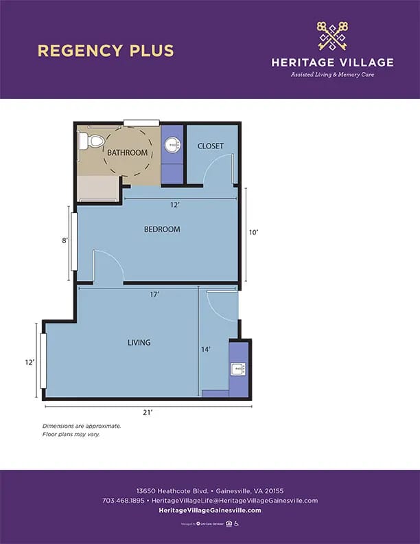 Architectural floor plan of Regency Plus unit