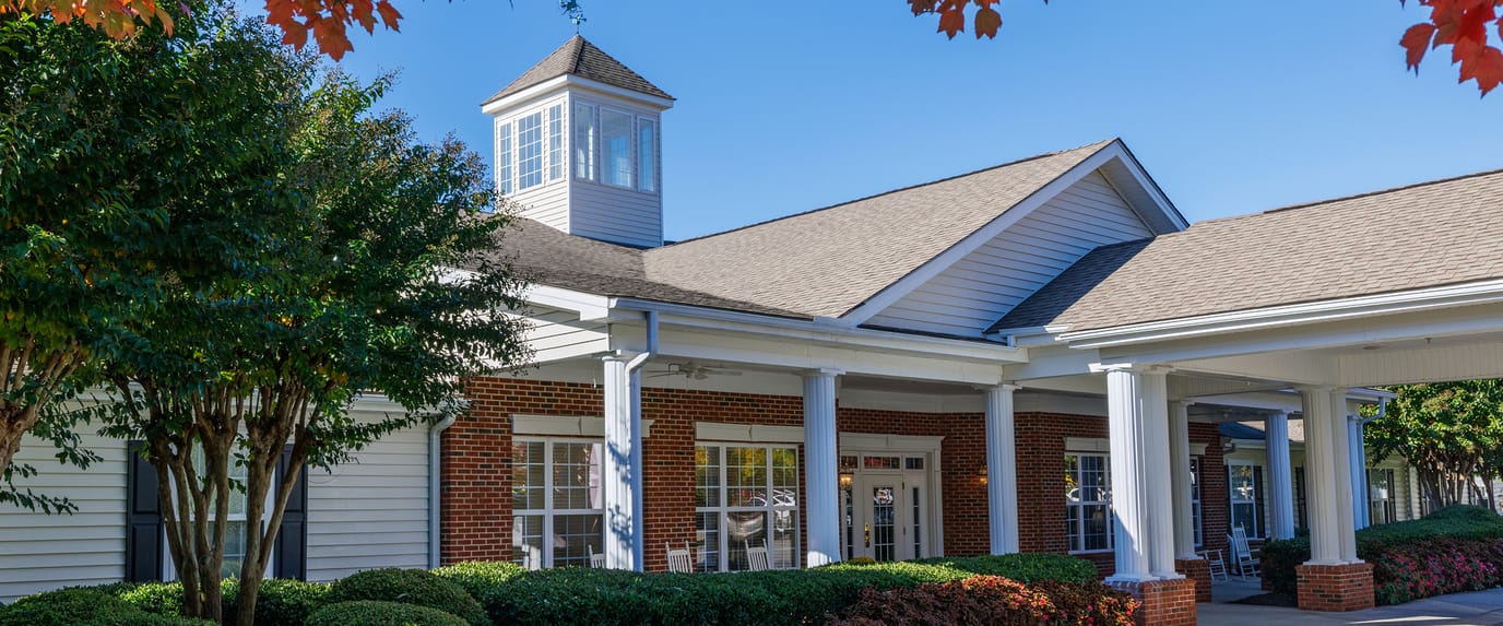 A bright view of the facility's exterior with landscaping