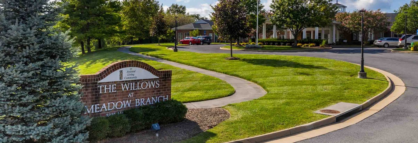 Exterior view of The Willows at Meadow Branch entrance
