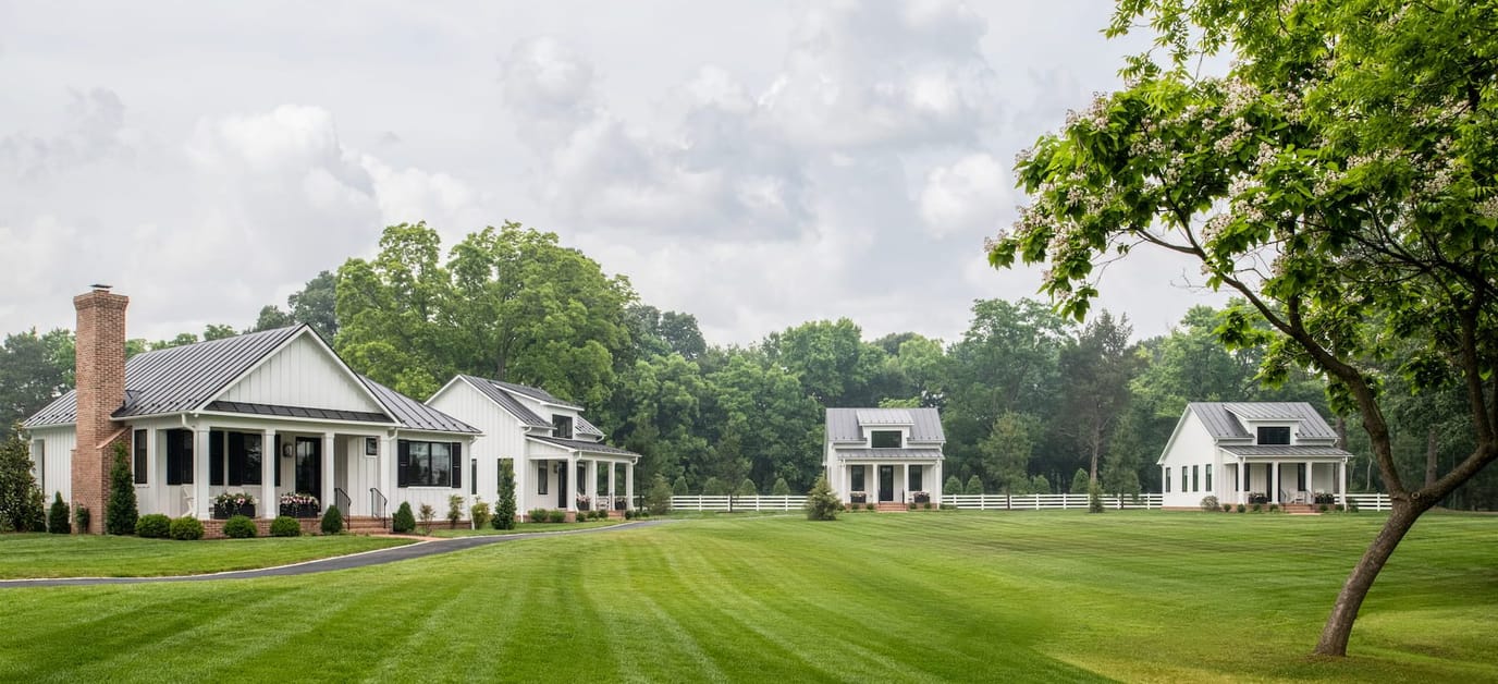 Well-maintained outdoor view of residential cottages