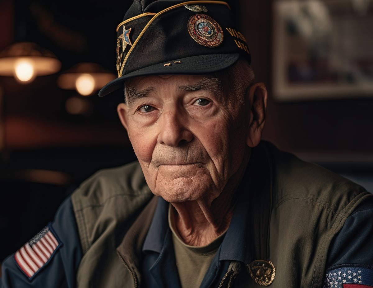 Portrait of an elderly veteran in a cap