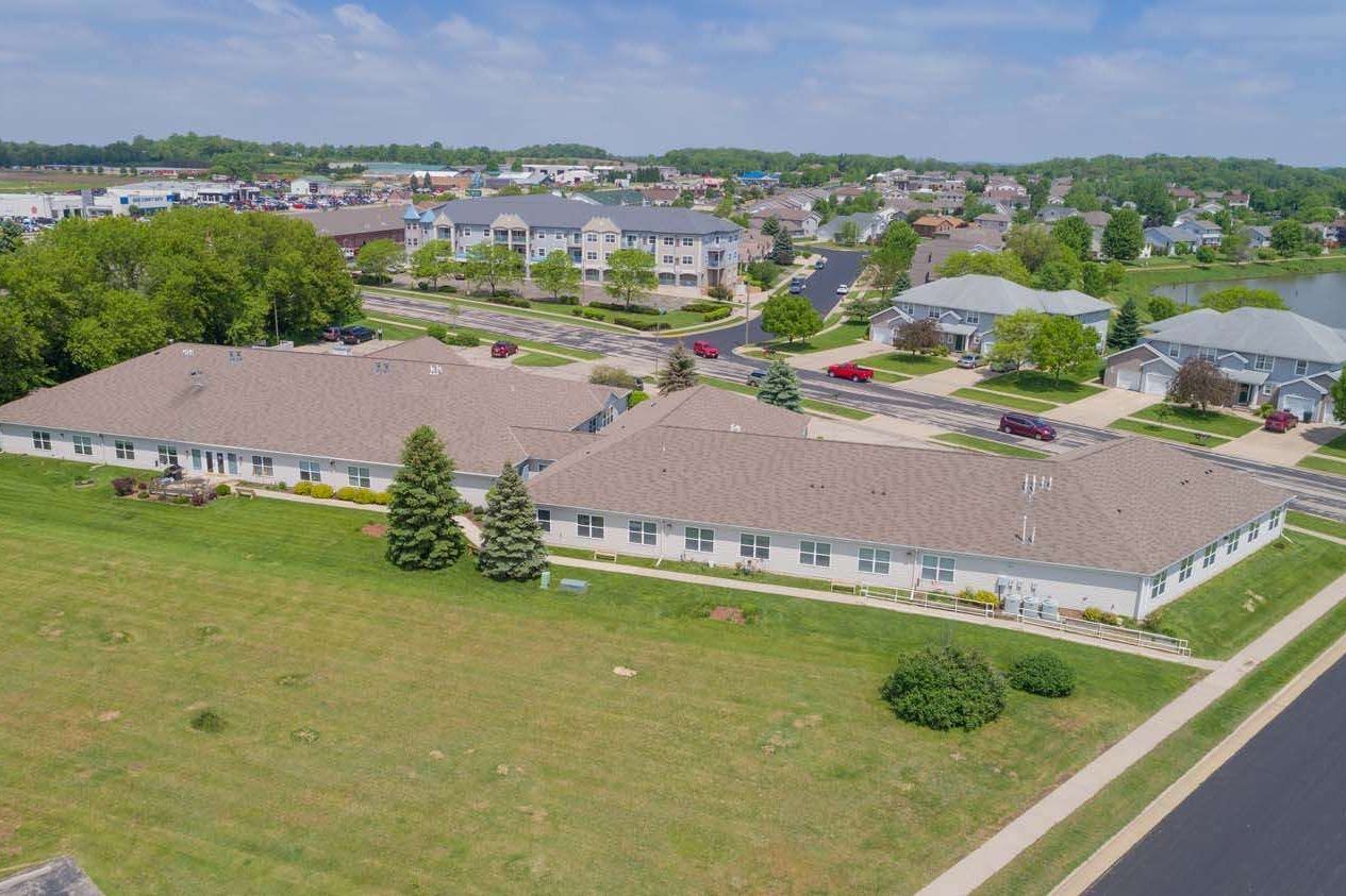 Aerial view of Stoughton Meadows Assisted Living buildings