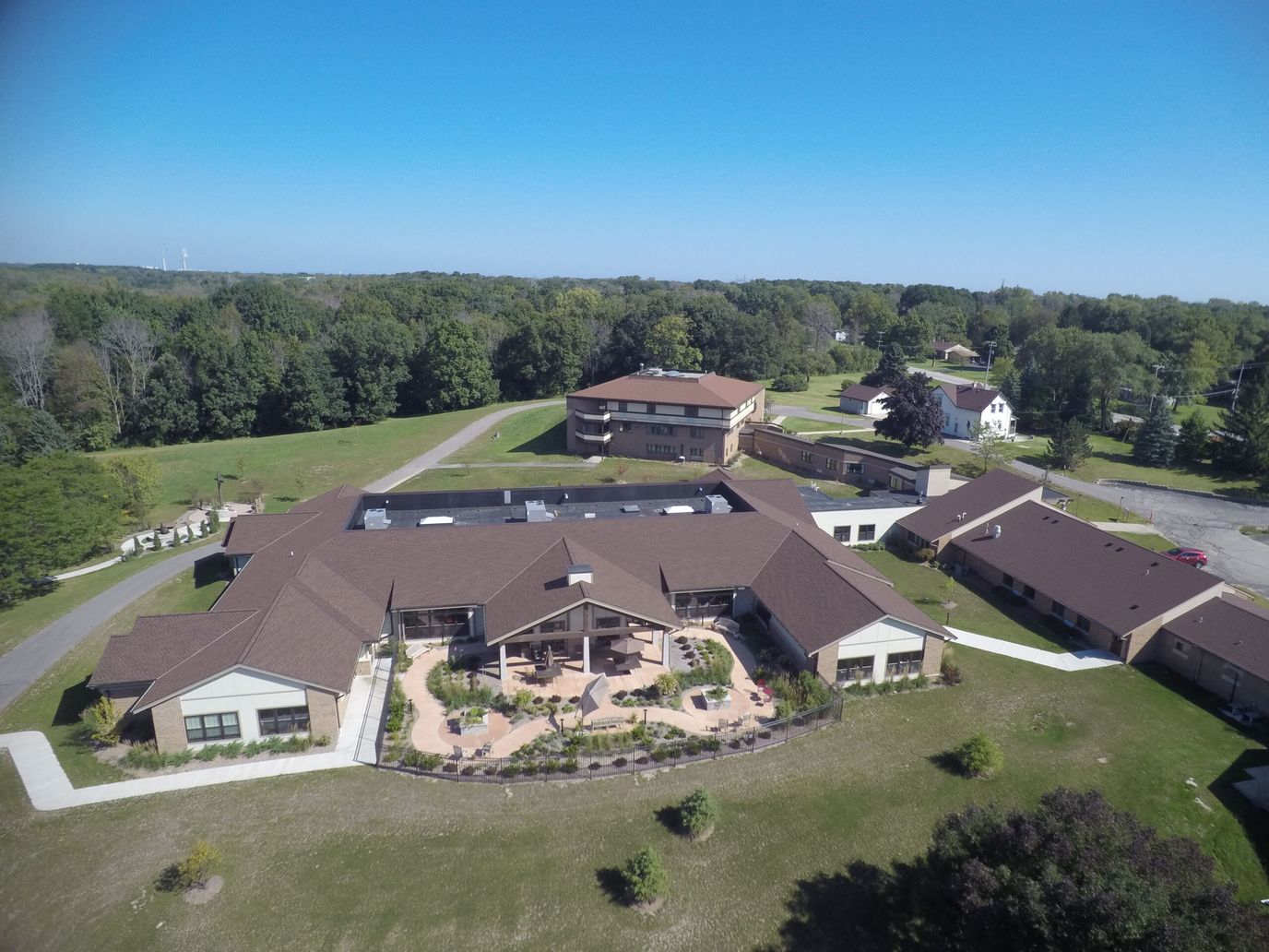 Aerial view of St Monicas Senior Living campus