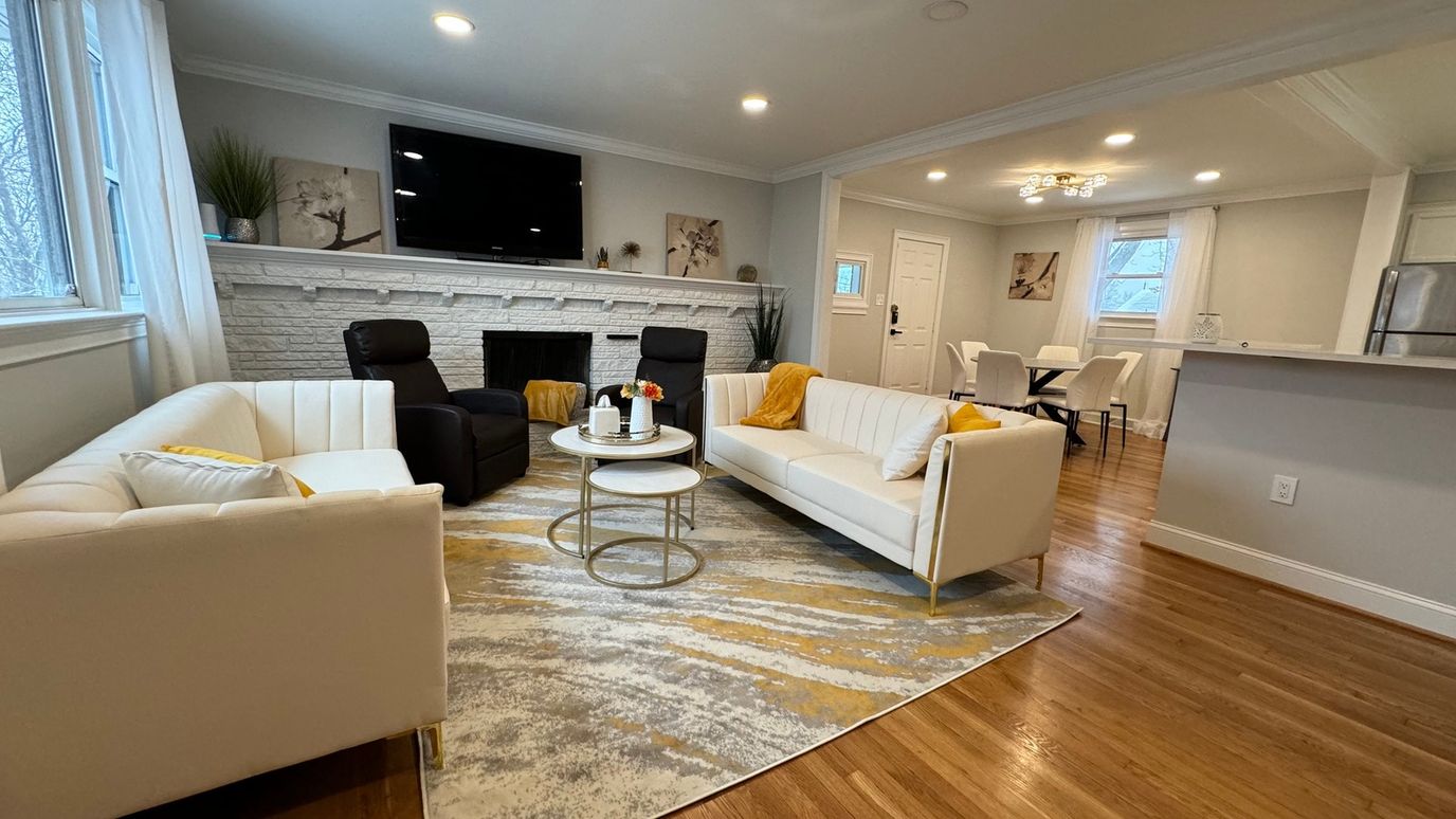 Bright and inviting common area with seating