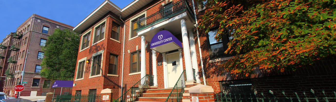 Exterior view of the University Center building entrance