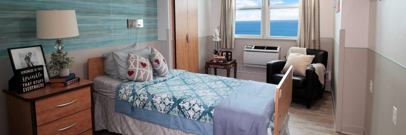 A well-decorated resident room with a view
