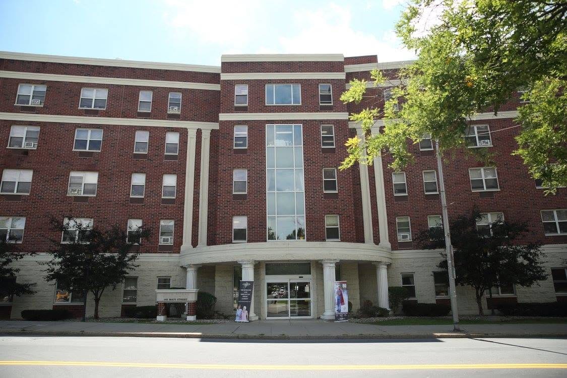 Exterior view of The Grand Rehabilitation and Nursing building