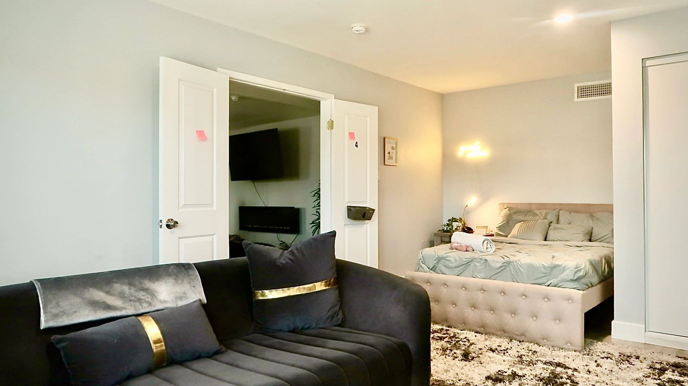 Interior view of a private resident room with decor