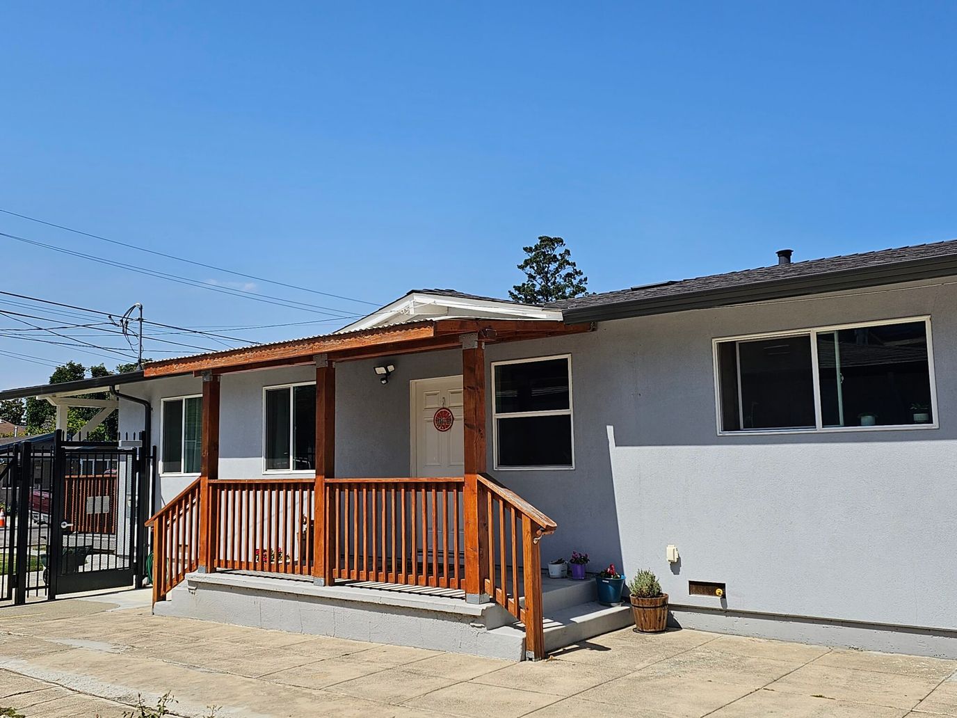 Exterior view of a home with a porch