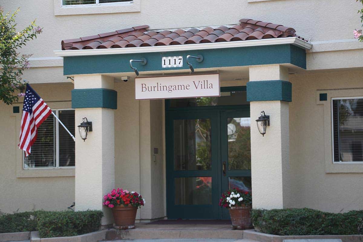 Exterior view of Burlingame Villa facility entrance