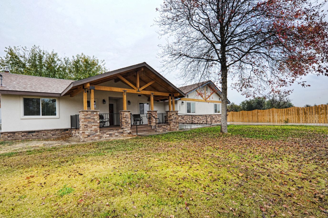 Exterior view of the assisted living facility with a porch