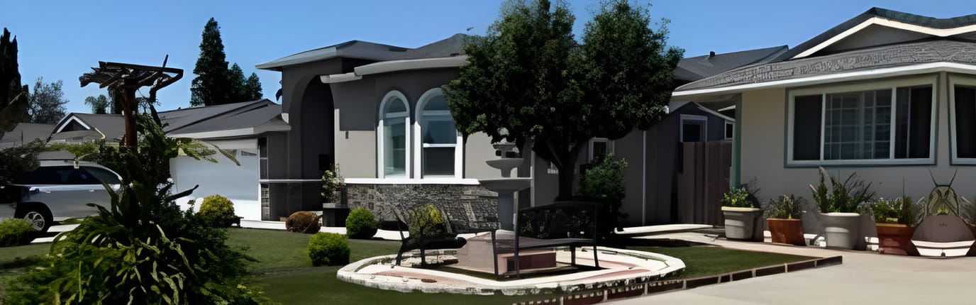 Exterior view of a senior care facility with landscaped gardens