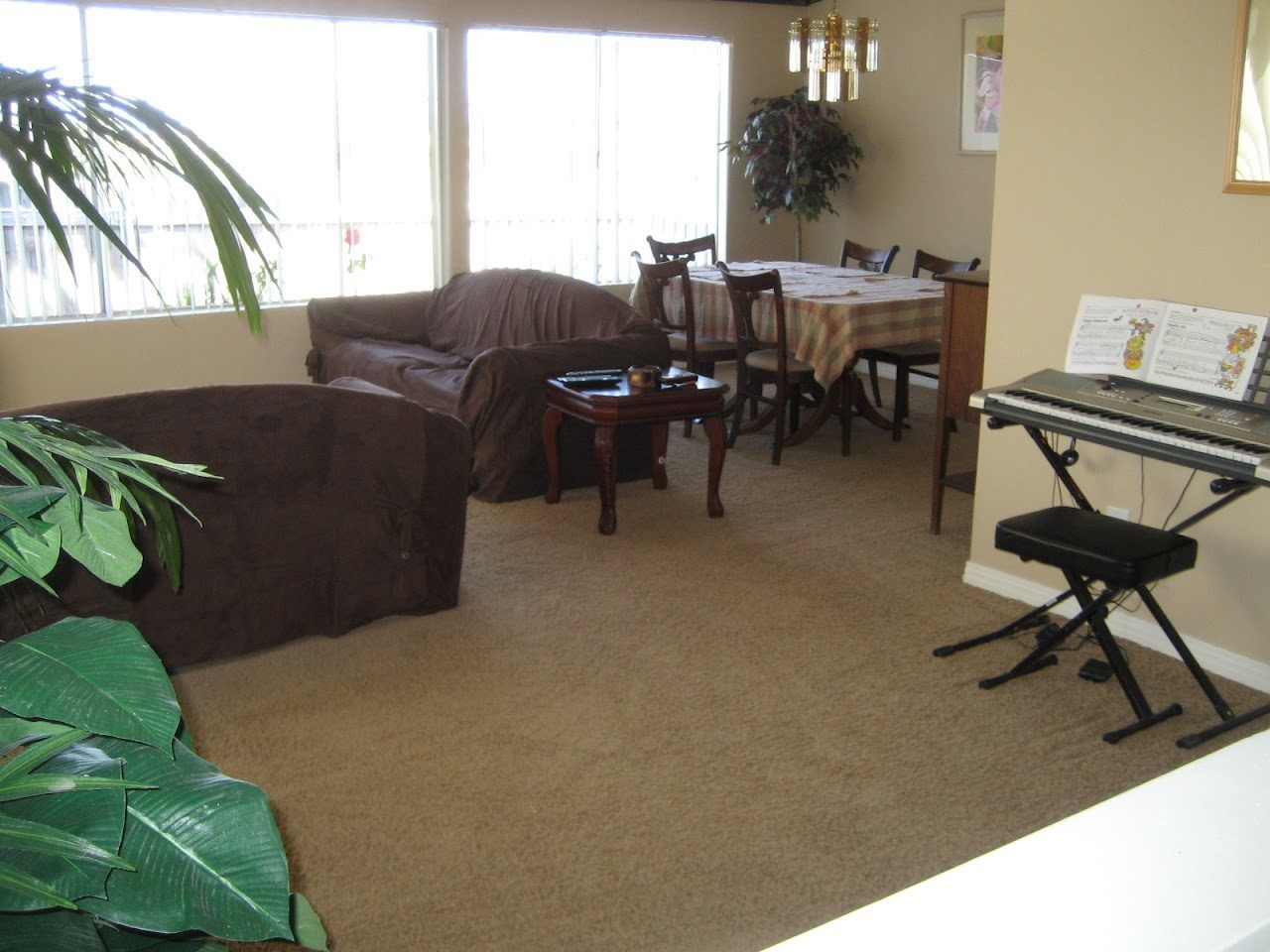 Cozy common area with seating and dining table
