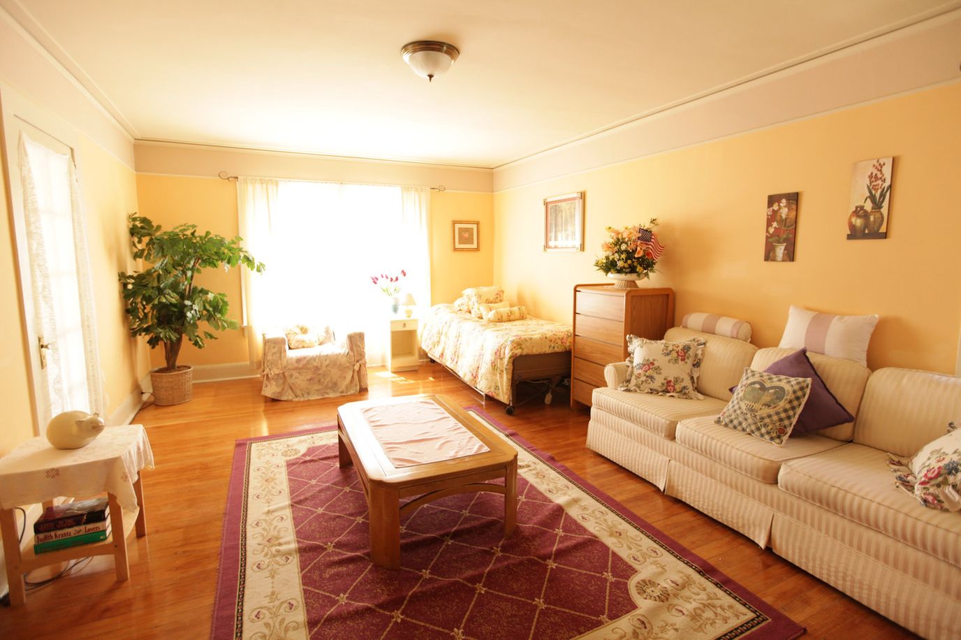 Bright and cozy interior of a resident room