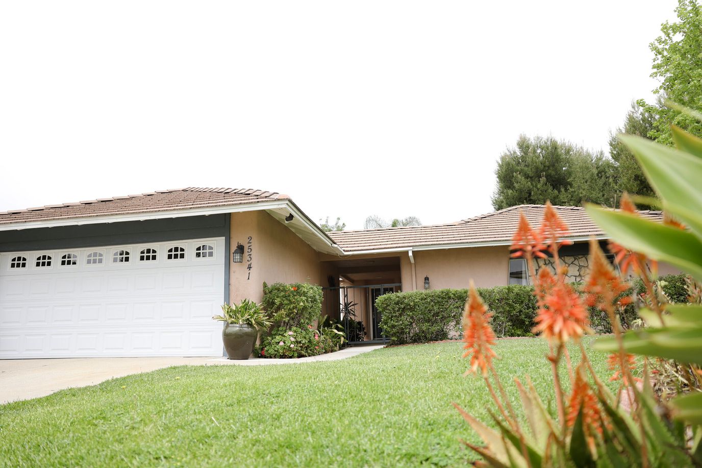 Exterior view of a residential building with garden
