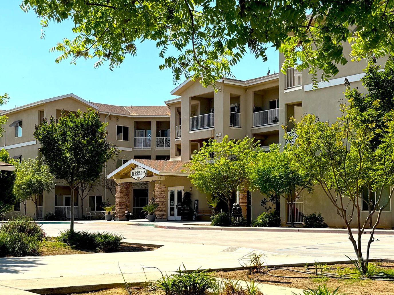 Exterior view of Sierra View Homes with landscaping
