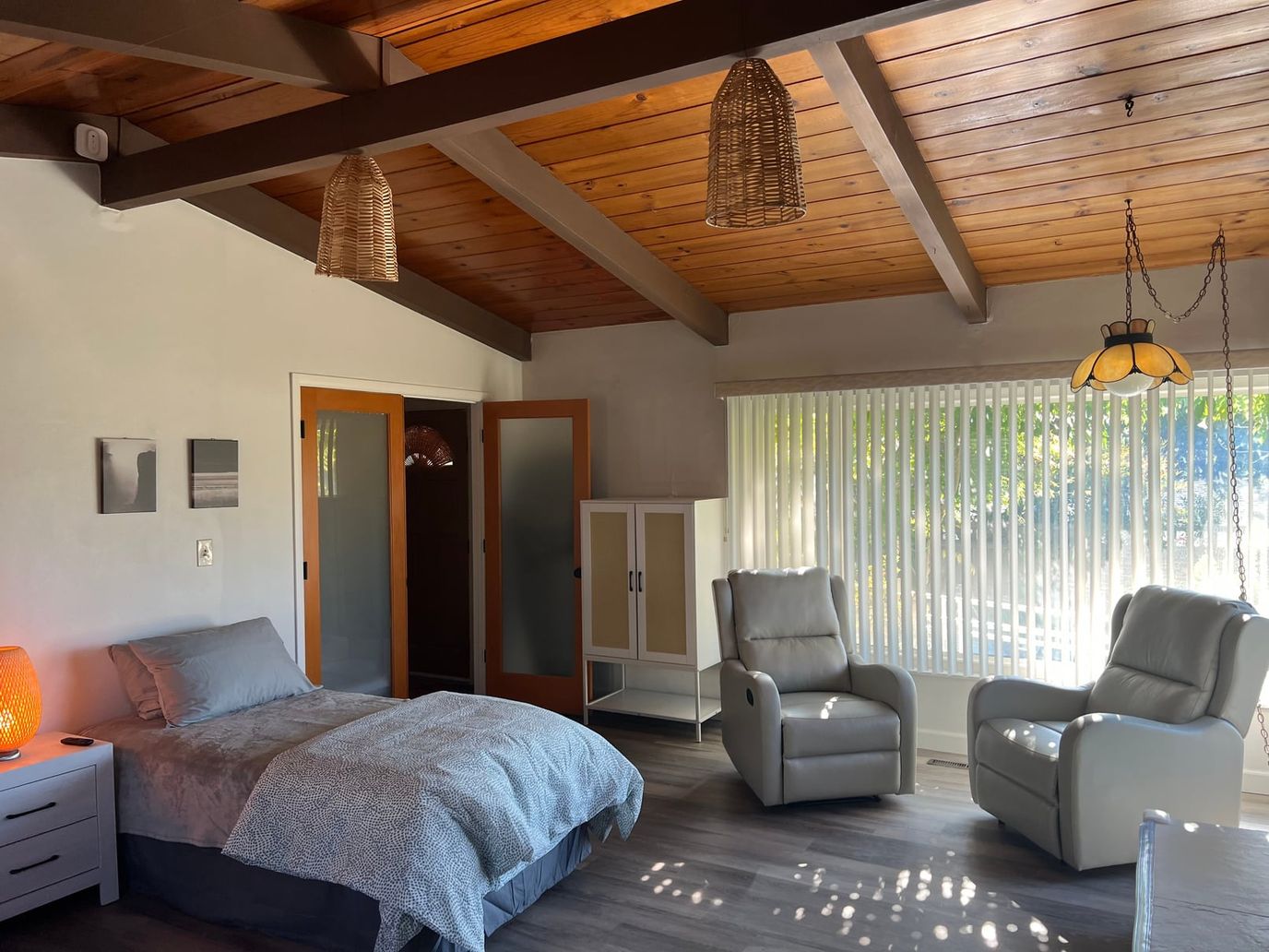 Cozy private room with natural lighting and modern decor