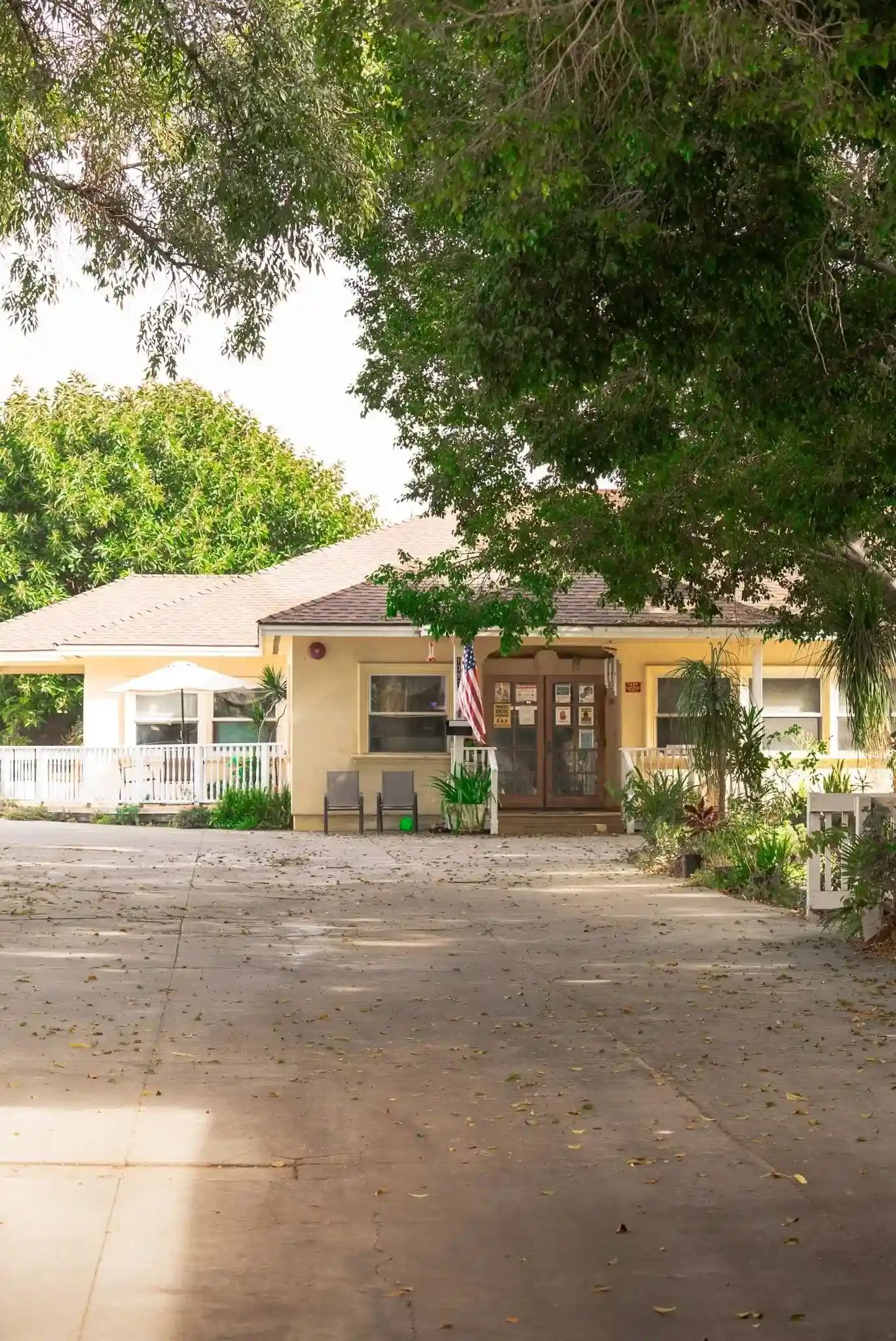 Front exterior of Walnut Villa with garden