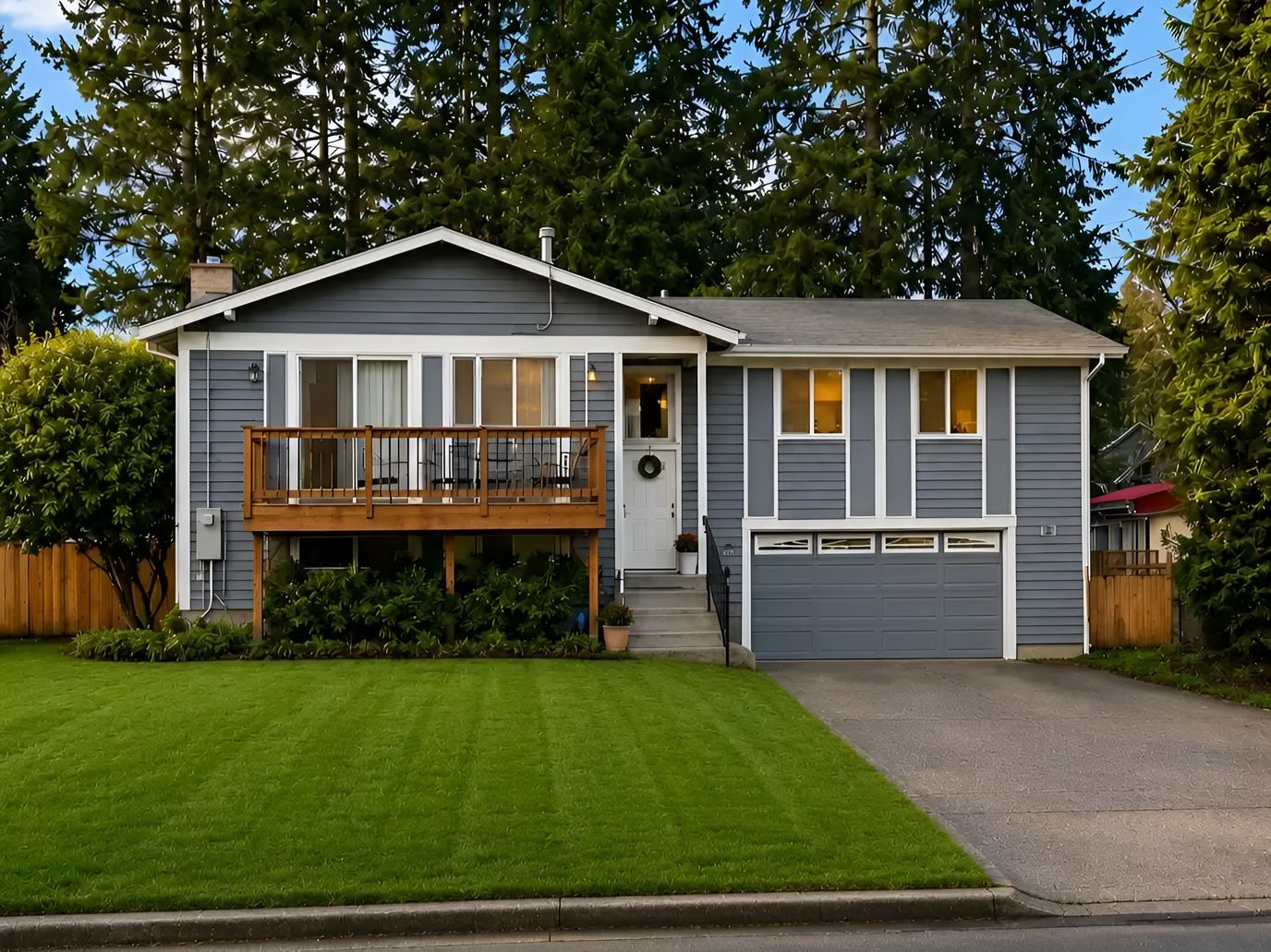 Exterior view of a residential building with a lawn
