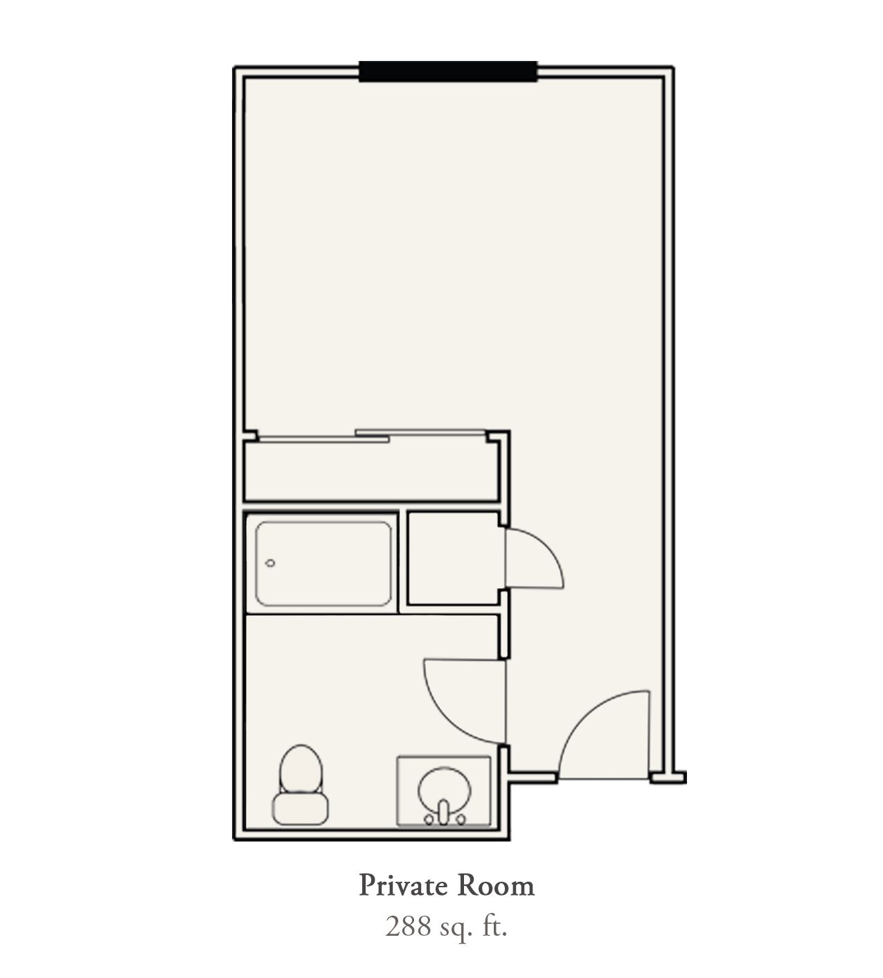 Architectural floor plan of a private room