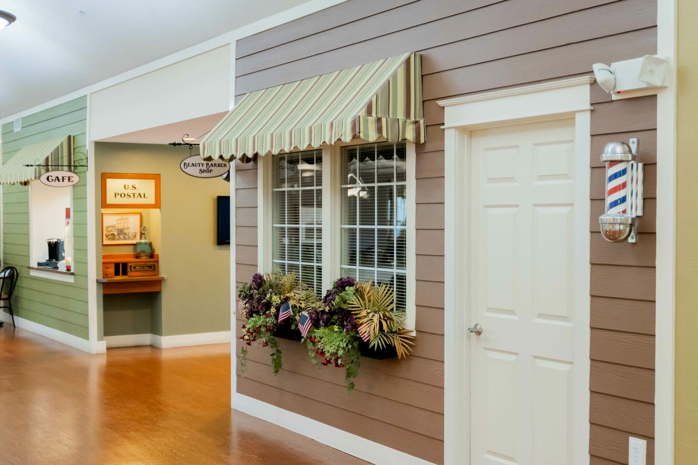 Interior view of a common area with themed decor