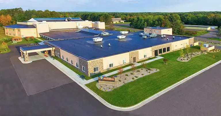 Aerial view of Viewcrest Health Center building