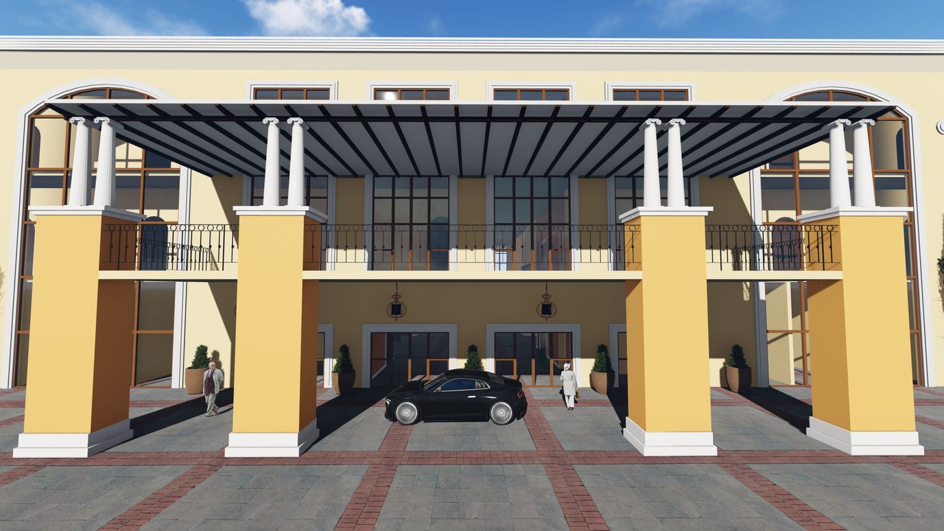 Elegant exterior view of the facility entrance.