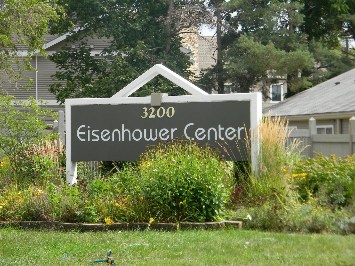 Eisenhower Center sign with garden