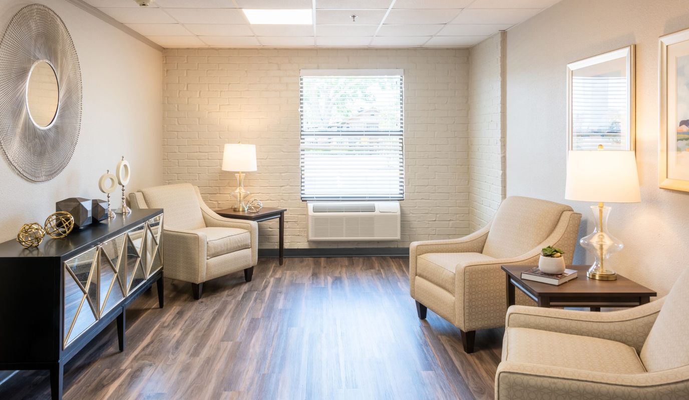 Bright common area with comfortable seating