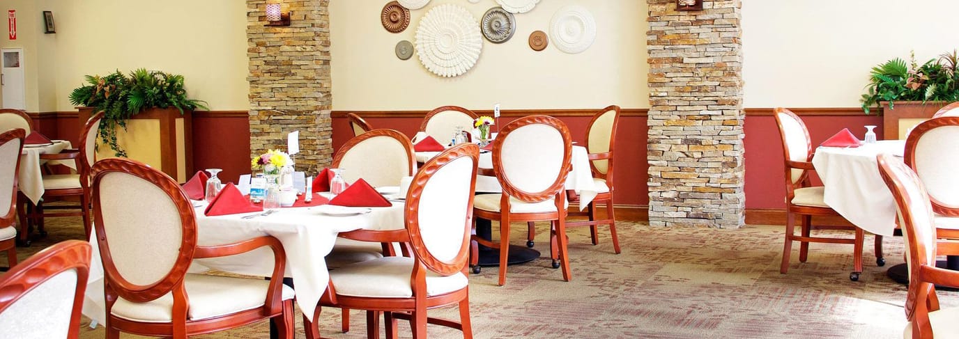 Elegant dining room with decorated tables
