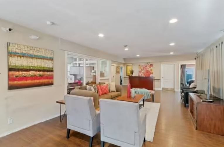 Cozy common area with seating and artwork