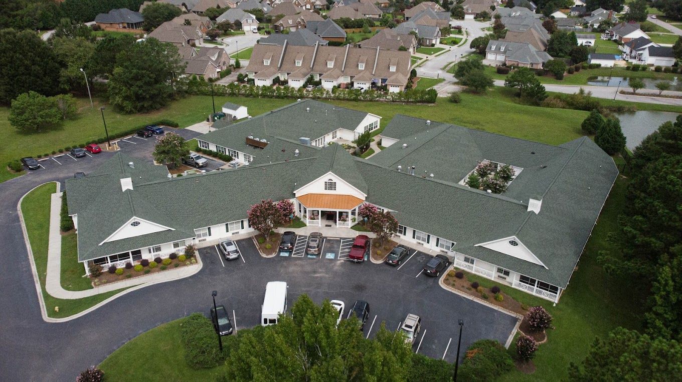 Aerial view of the senior living facility's exterior