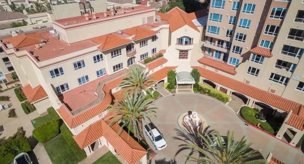Aerial view of The Springs of Pacific Regent senior living facility in San Diego.