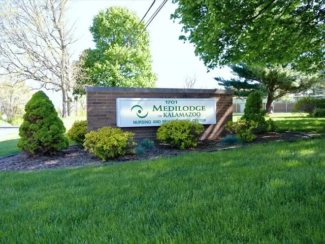 Exterior sign of Medilodge of Kalamazoo nursing facility