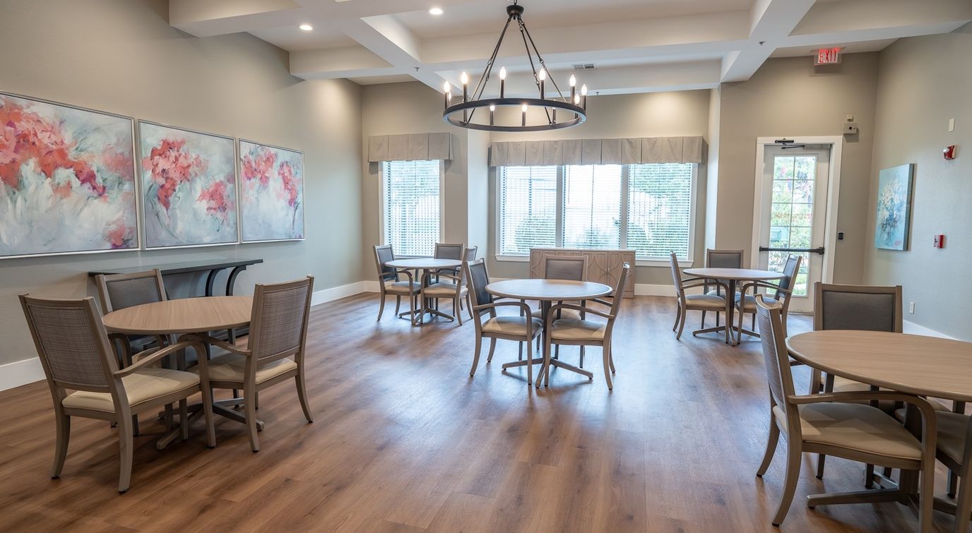 Bright and inviting common area with seating