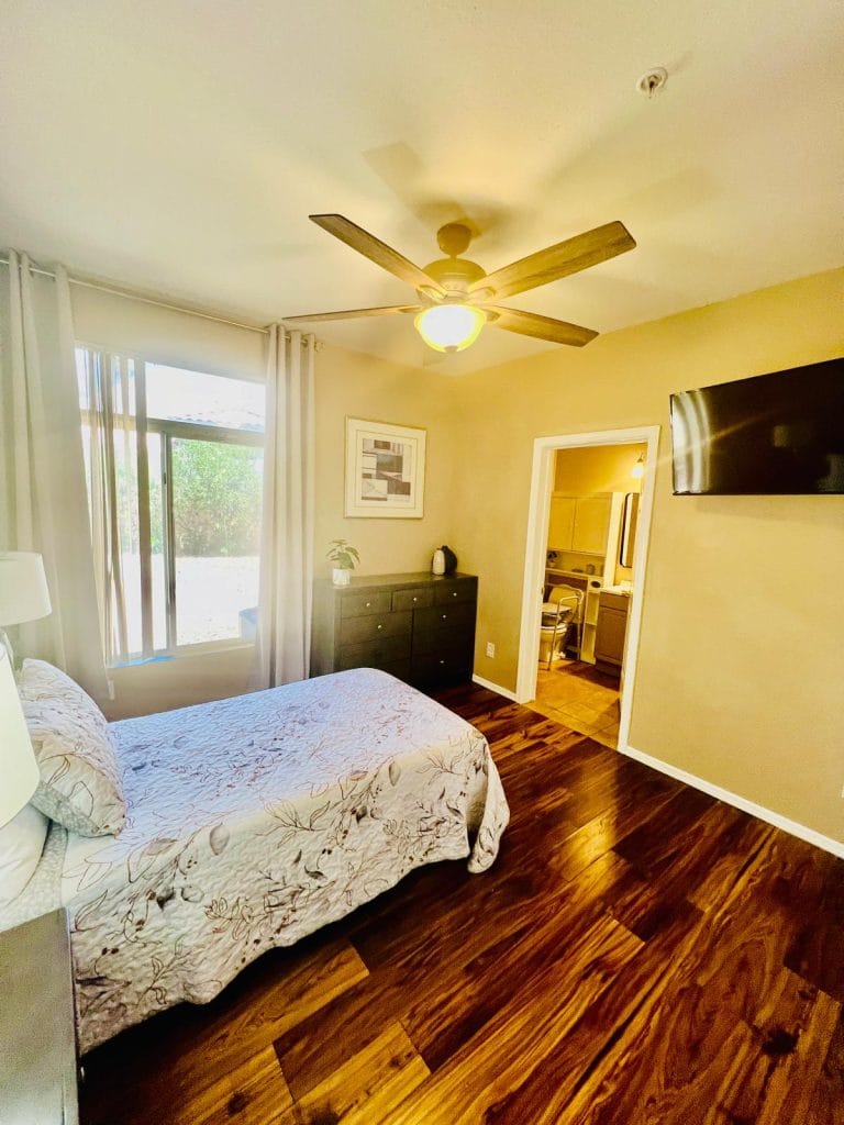 Cozy private resident room with a bed and window