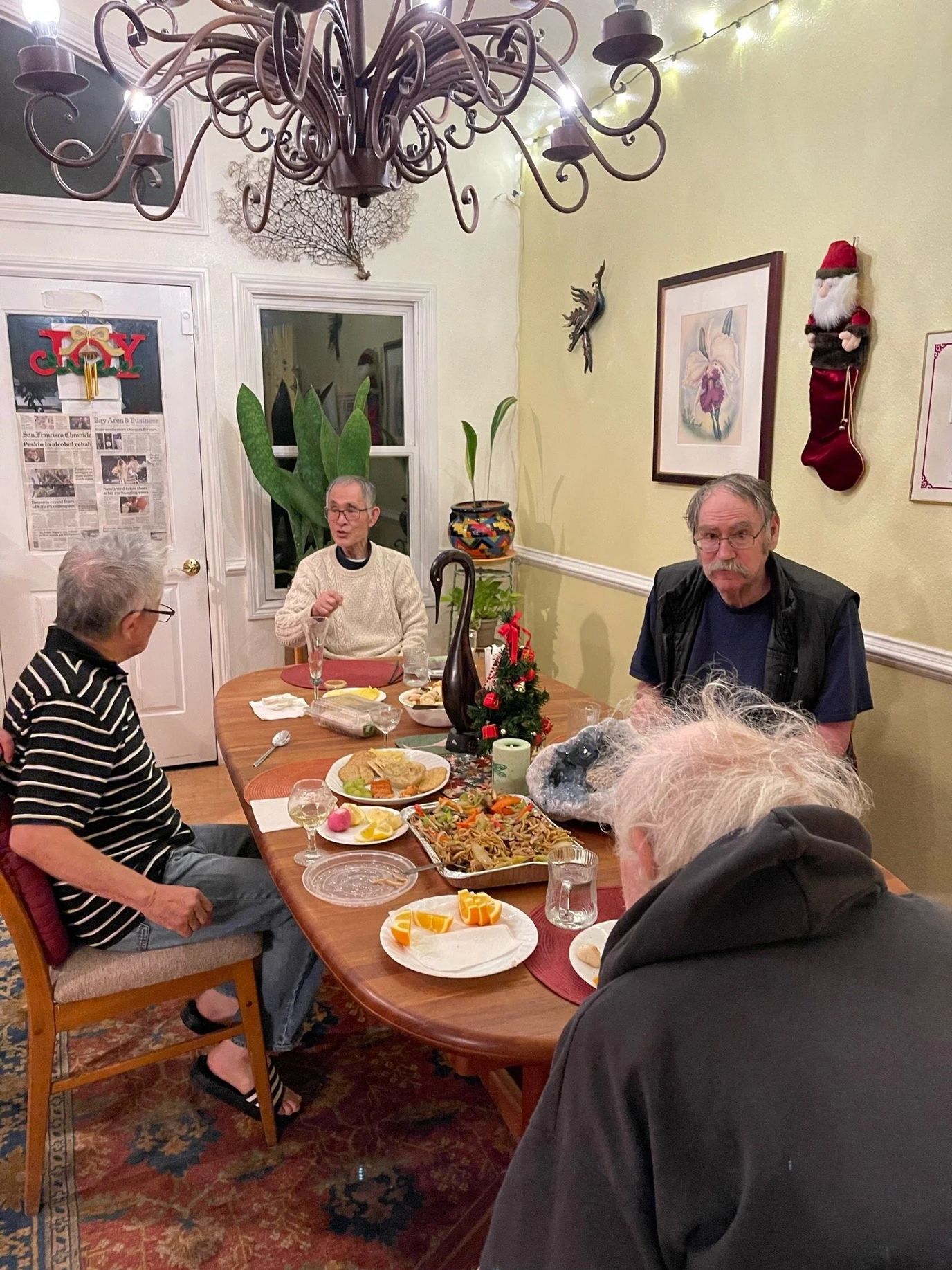Residents enjoying a meal together in a dining area