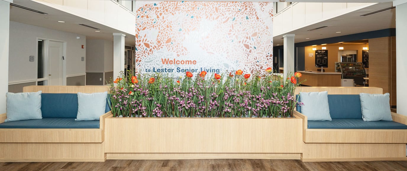 Interior view of the welcome area at Lester Senior Living